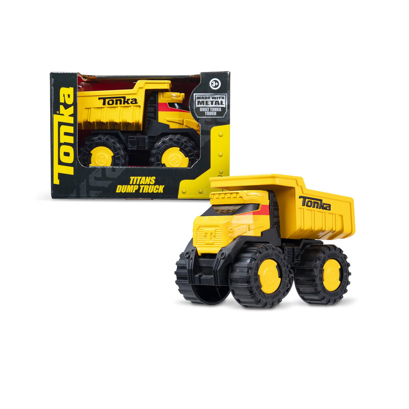 Basic Fun Tonka Steel Classics Titans Dump Truck – Stamped Steel Construction Toy with Working Dump Bed – Durable Outdoor Vehicle for Kids
