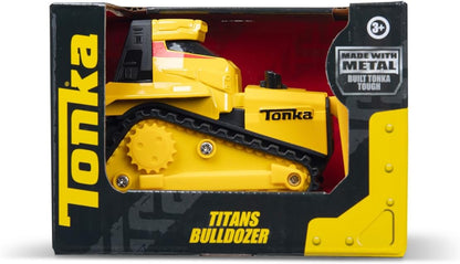 Basic Fun Tonka Steel Classics Titans Bulldozer – Stamped Steel Construction Vehicle with Moving Blade – Durable Outdoor Vehicle for Kids