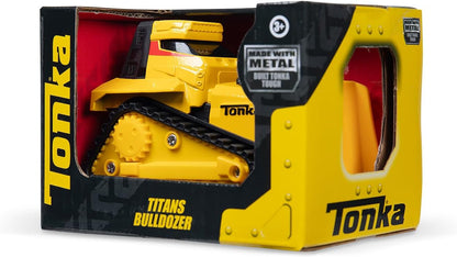 Basic Fun Tonka Steel Classics Titans Bulldozer – Stamped Steel Construction Vehicle with Moving Blade – Durable Outdoor Vehicle for Kids