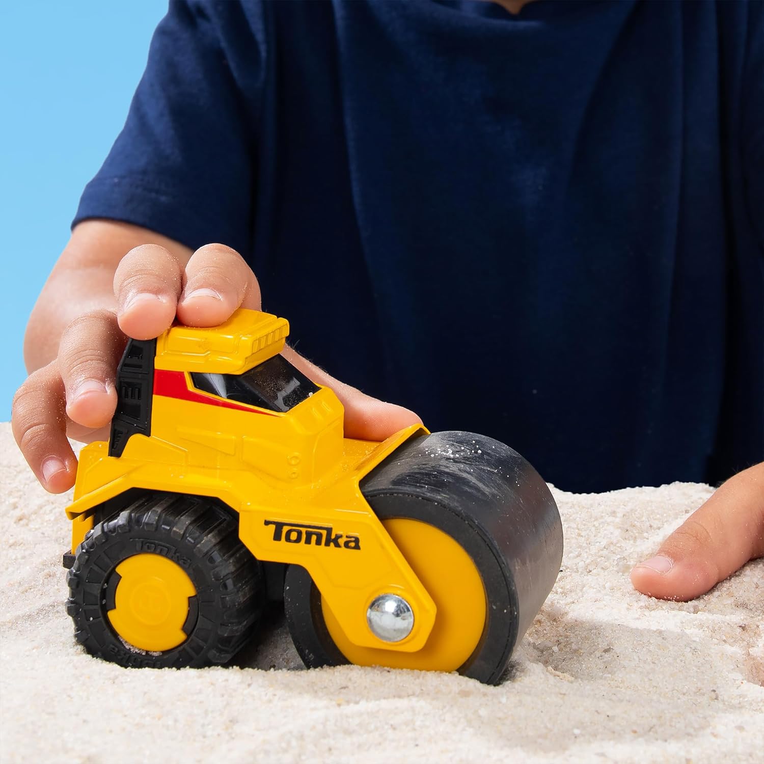 Basic Fun Tonka Steel Classics Titans Steam Roller – Stamped Steel Construction Vehicle with Working Compaction Drum – Durable Outdoor Toy for Kids
