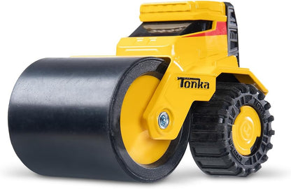 Basic Fun Tonka Steel Classics Titans Steam Roller – Stamped Steel Construction Vehicle with Working Compaction Drum – Durable Outdoor Toy for Kids