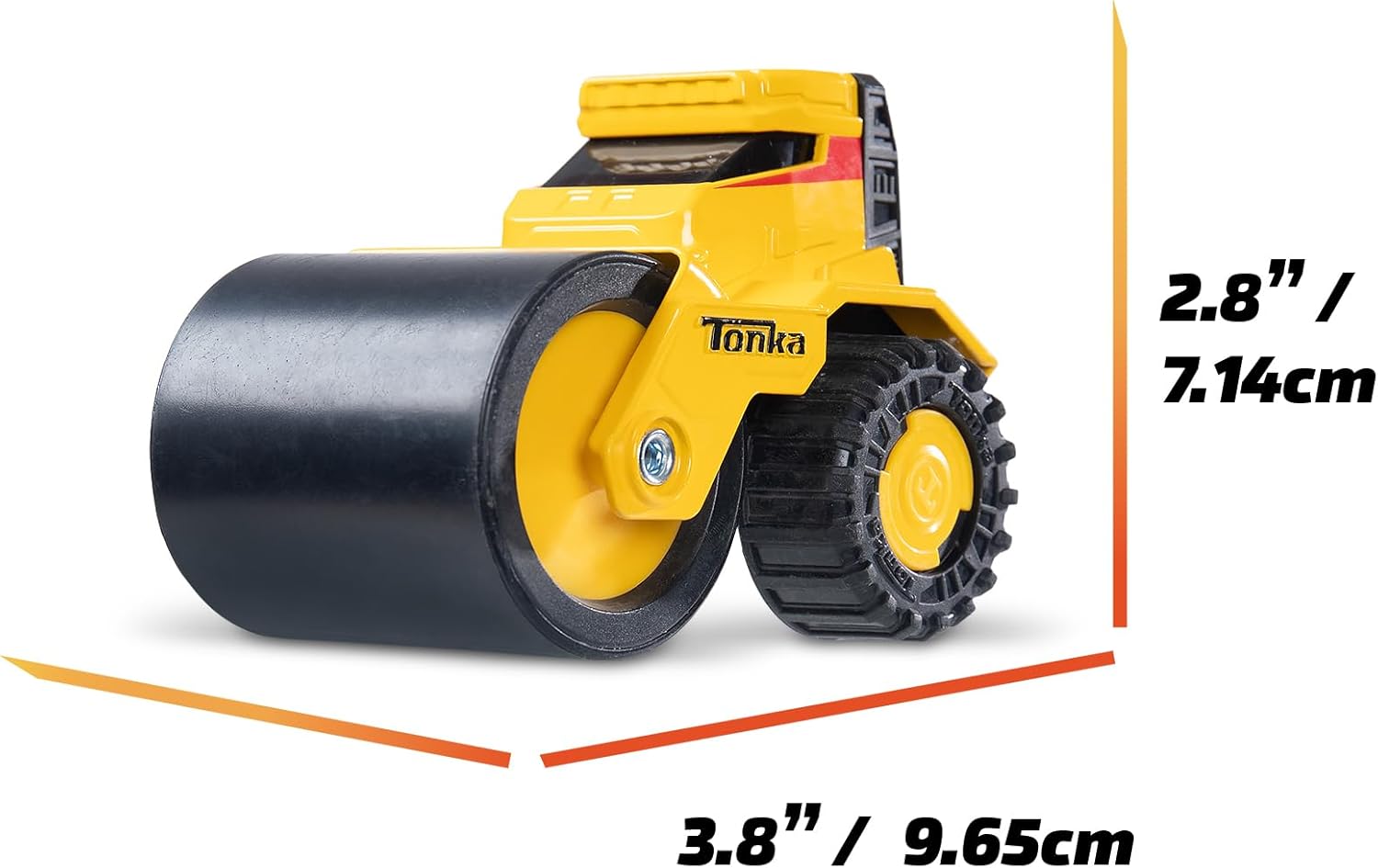 Basic Fun Tonka Steel Classics Titans Steam Roller – Stamped Steel Construction Vehicle with Working Compaction Drum – Durable Outdoor Toy for Kids