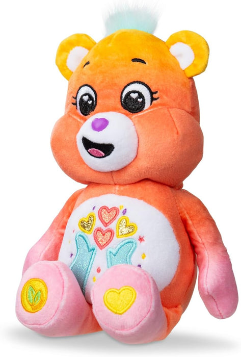 Basic Fun Care Bears Thankful Heart Bear 35 cm Plush – Sparkly Glittery Heart Belly Badge – Soft Toy for Kids & Collectors for Ages 3+
