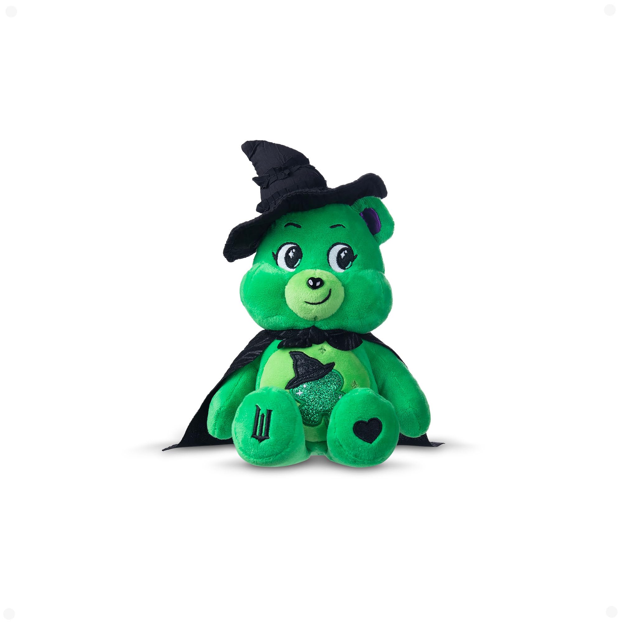 Basic Fun Care Bears x Wicked 22cm Plush – Good Luck Bear as Elphaba – Collectible Soft Toy from the Care Bears x Wicked Collaboration, Green