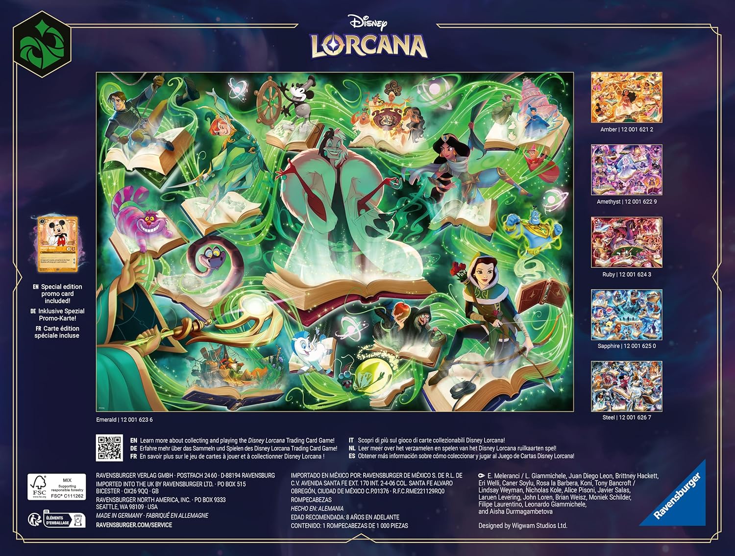 Ravensburger Disney Lorcana Glimmers of the Realm: Emerald 1000 piece Jigsaw Puzzle for Adults and Kids Age 12 Years Up