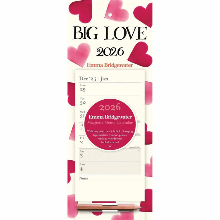Carousel Worldwide, Emma Bridgewater Big Pink Hearts 2026 Week-To-View Magnetic Calendar