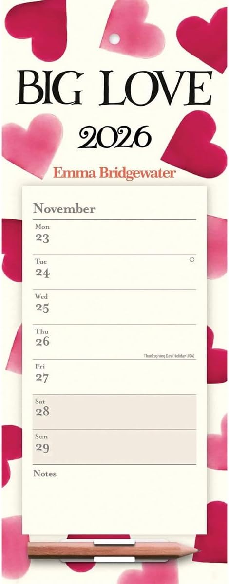 Carousel Worldwide, Emma Bridgewater Big Pink Hearts 2026 Week-To-View Magnetic Calendar
