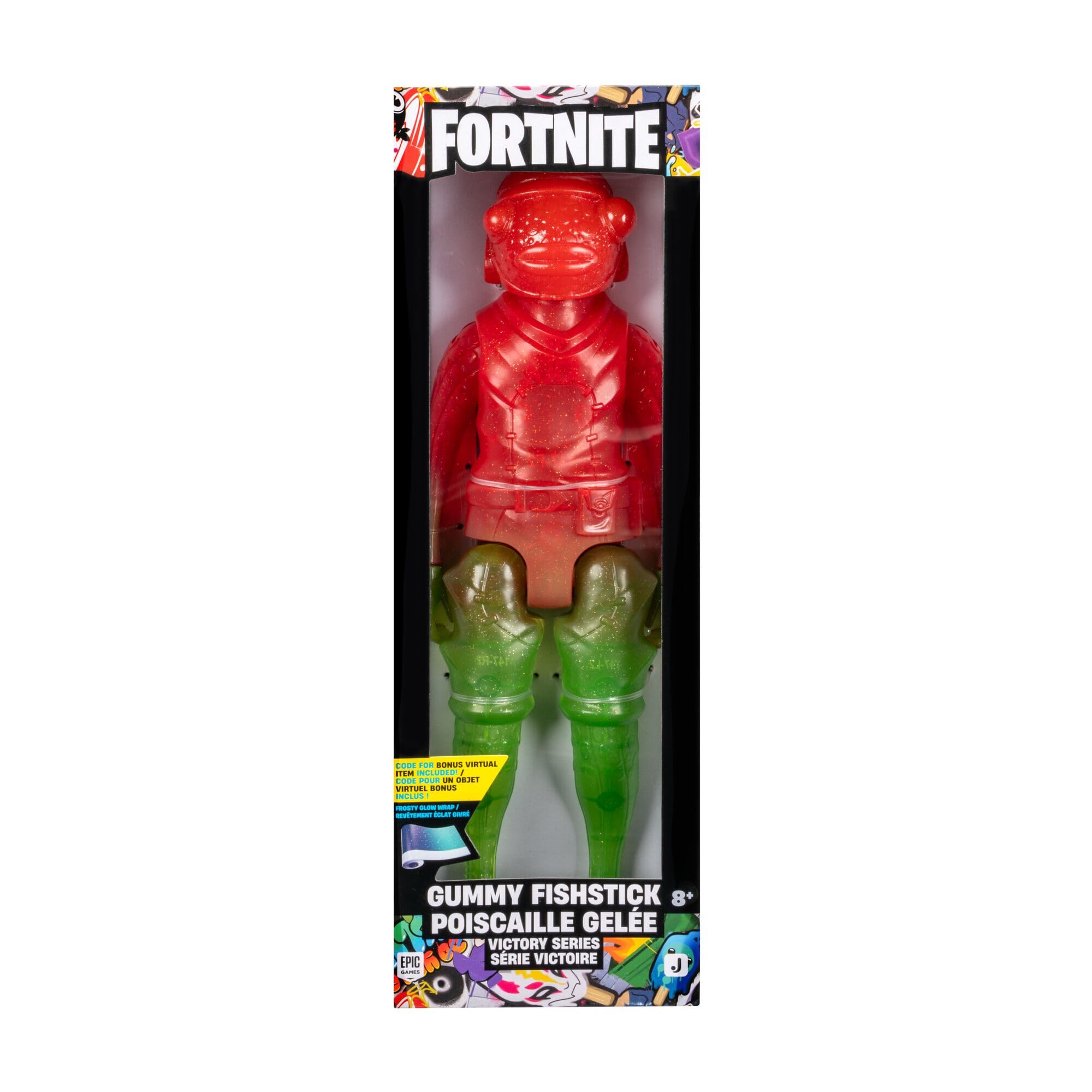 Fortnite FNT1611 - Victory Gummy Fishstick – 30cm Actionfigur mit Code für virtuellen Bonusartikel