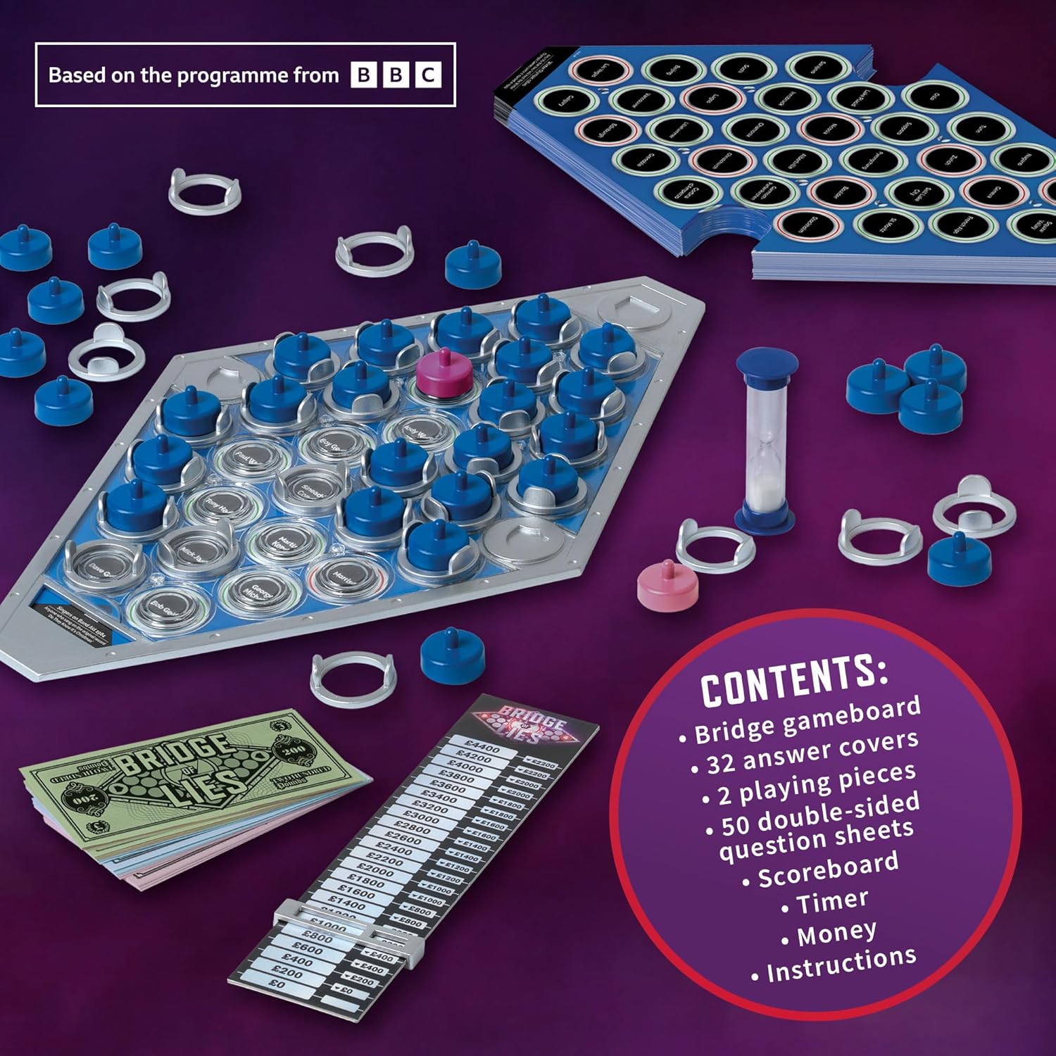 IDEAL | Bridge of Lies: Family Quiz Board Game | Family TV Show Board Game | For 2 Teams of Players | Ages 10+