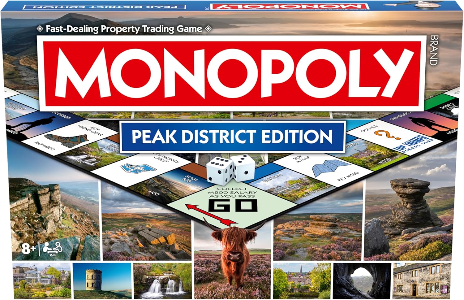 Winning Moves Peak District Regional Monopoly Board Game ideal for 2–6 players aged 8 and up.