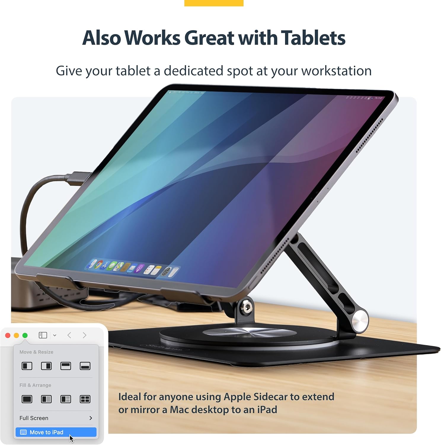 StarTech.com Rotating Laptop Stand, 360 Swivel, Ergonomic Desk Riser for Computer, Adjustable Height/Tilt, 11lb/5kg, Aluminum