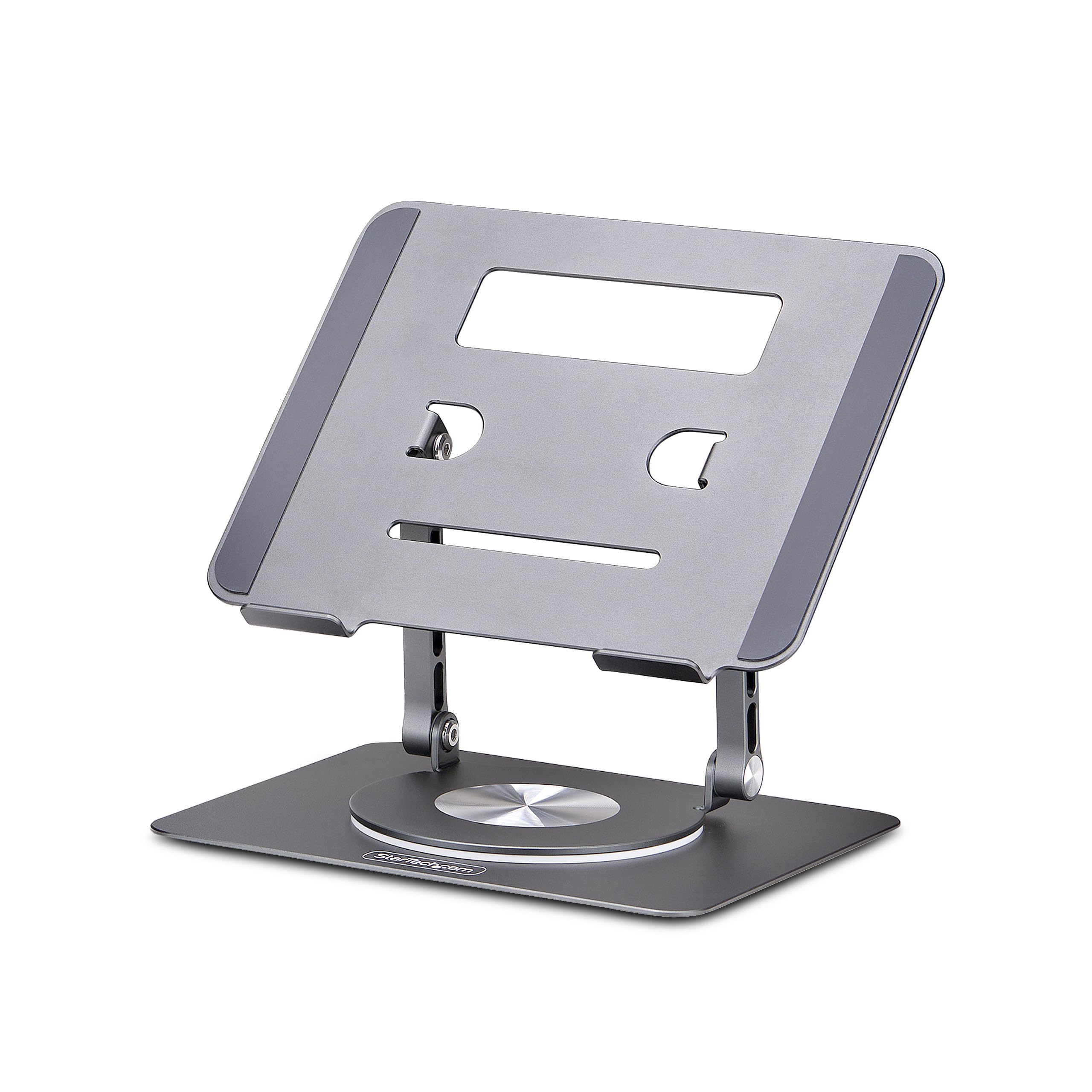 StarTech.com Rotating Laptop Stand, 360 Swivel, Ergonomic Desk Riser for Computer, Adjustable Height/Tilt, 11lb/5kg, Aluminum