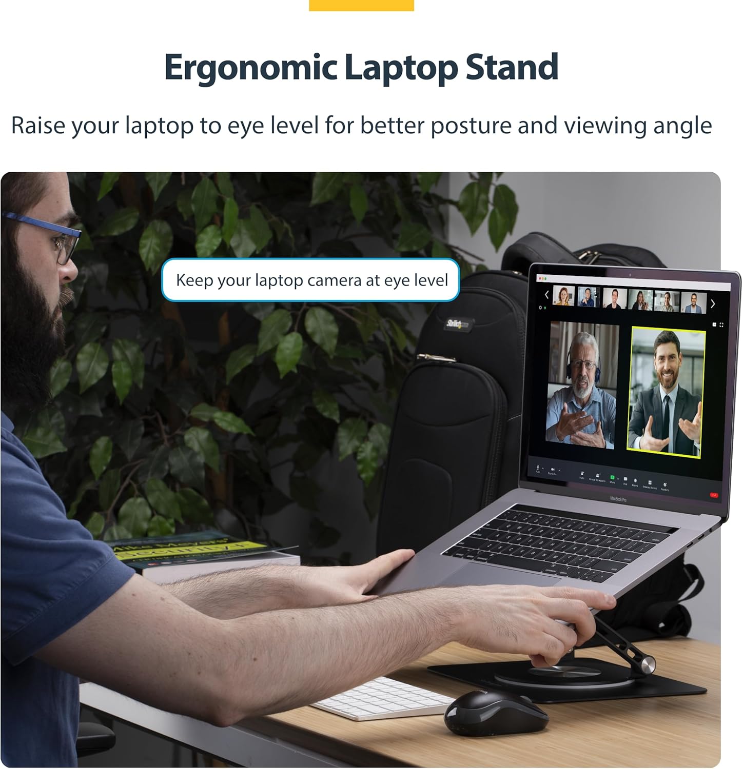 StarTech.com Rotating Laptop Stand, 360 Swivel, Ergonomic Desk Riser for Computer, Adjustable Height/Tilt, 11lb/5kg, Aluminum