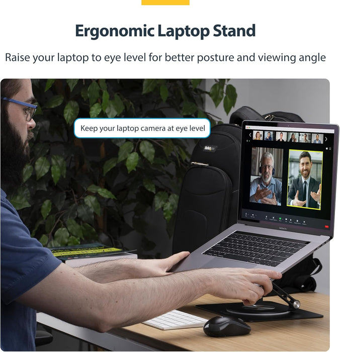 StarTech.com Supporto per PC portatile con rotazione a 360°, rialzo per laptop con inclinazione regolabile, max 5 kg, TAA