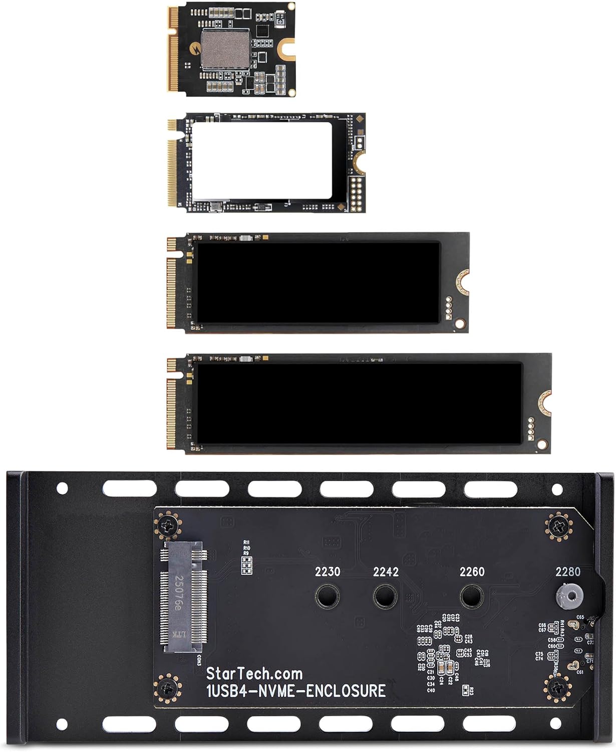 StarTech.com USB4 M.2 NVMe Enclosure, 40Gbps, External USB-C/Thunderbolt NVMe SSD Enclosure, Aluminum Heatsink Case, B+M/M-Key