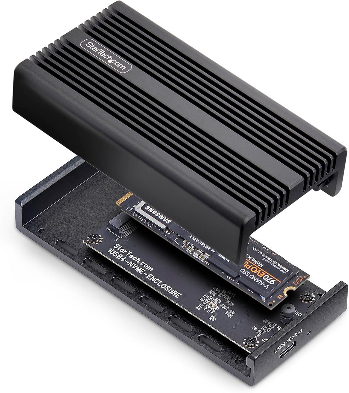 StarTech.com USB4 M.2 NVMe Enclosure, 40Gbps, External USB-C/Thunderbolt NVMe SSD Enclosure, Aluminum Heatsink Case, B+M/M-Key