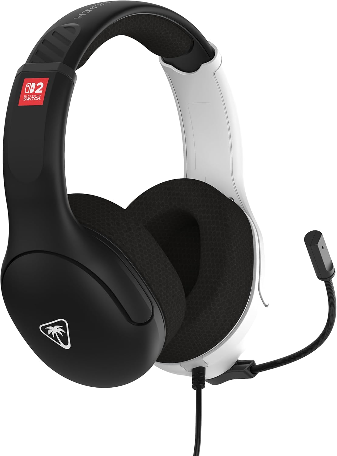 Turtle Beach Airlite Fit Black and White Wired Gaming Headset Officially Licensed for Nintendo Switch 2 and Nintendo Switch, and Nintendo Switch OLED – Flip-to-Mute Mic, Over-Ear Premium Comfort