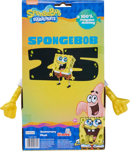 Sponge Bob Anniversary Plush 30 cm Sparkly SpongeBob Plush in Honor of the 25th Anniversary of the TV Series, Suitable for Children from First Months of Life