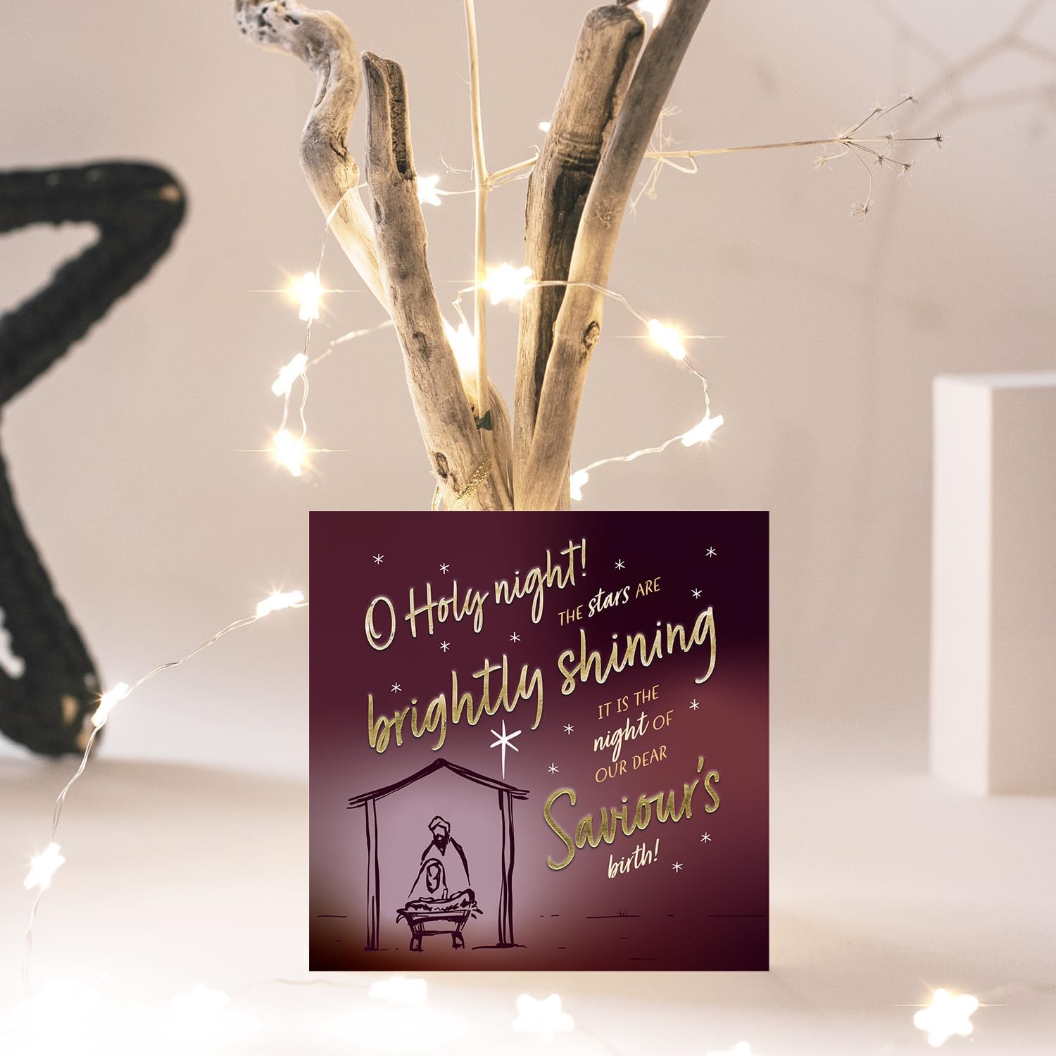 Christmas Cards with Holy Night Design, 150mm Square, Pack of 10, Compassion UK Charity