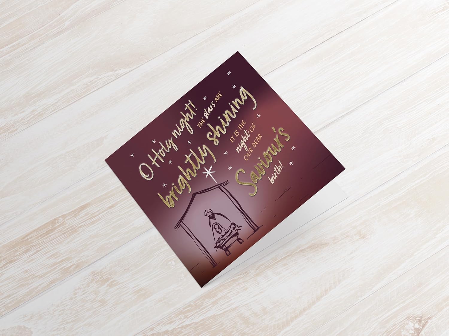 Christmas Cards with Holy Night Design, 150mm Square, Pack of 10, Compassion UK Charity