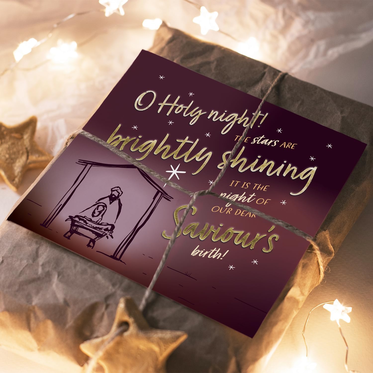 Christmas Cards with Holy Night Design, 150mm Square, Pack of 10, Compassion UK Charity