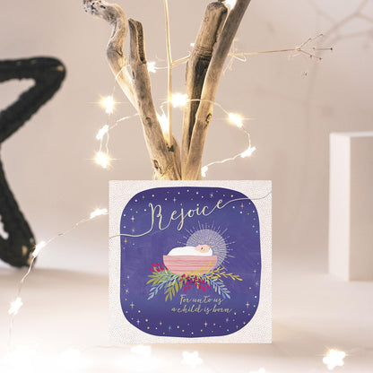 Compassion Charity Christmas Cards, Rejoice Manger Design, 150 x 150 mm, Pack of 10