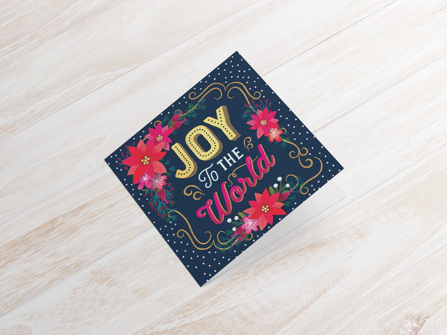 Compassion Charity Christmas Cards with Poinsettia Design, 150 x 150mm, Pack of 10, Joy to the World