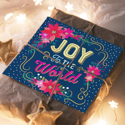 Compassion Charity Christmas Cards with Poinsettia Design, 150 x 150mm, Pack of 10, Joy to the World