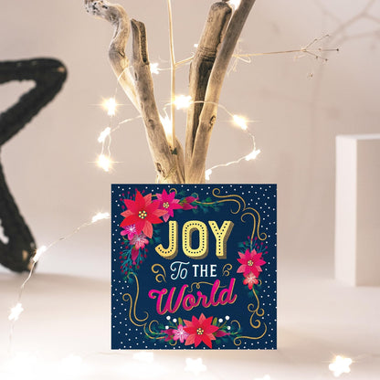 Compassion Charity Christmas Cards with Poinsettia Design, 150 x 150mm, Pack of 10, Joy to the World