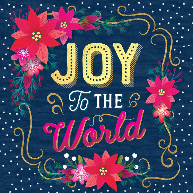 Compassion Charity Christmas Cards with Poinsettia Design, 150 x 150mm, Pack of 10, Joy to the World