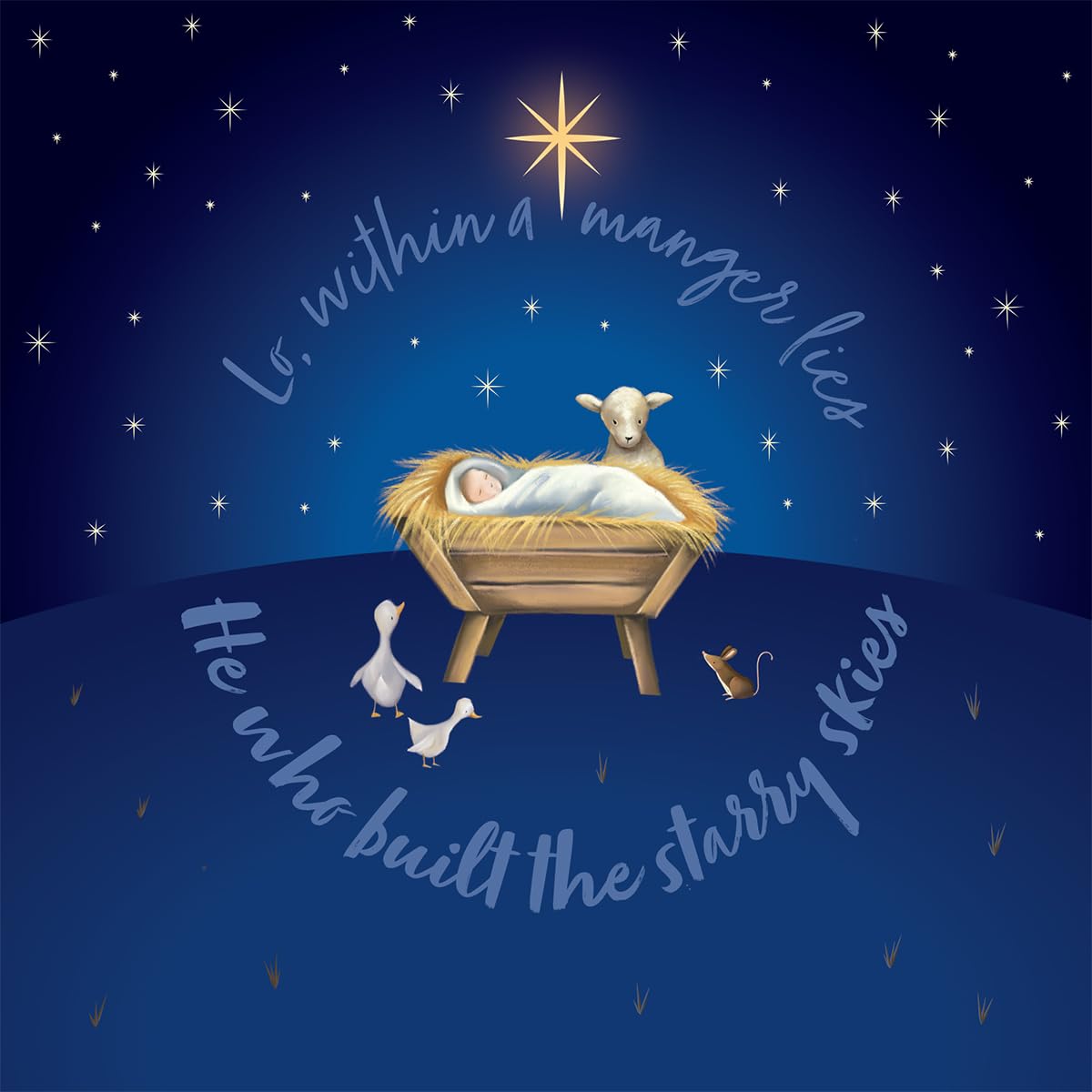 Charity Christmas Cards with Manger Scene, 150mm x 150mm, Pack of 10, Supporting Compassion UK