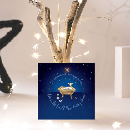 Charity Christmas Cards with Manger Scene, 150mm x 150mm, Pack of 10, Supporting Compassion UK