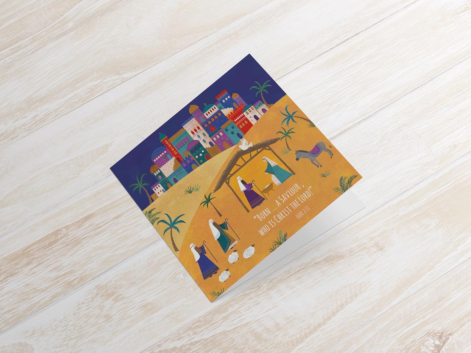 Compassion Charity Religious Christmas Cards, Pack of 10, Desert Nativity Scene, 150 x 150 mm with Envelopes