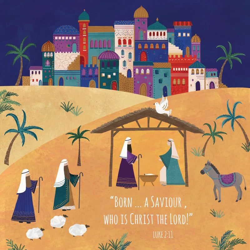 Compassion Charity Religious Christmas Cards, Pack of 10, Desert Nativity Scene, 150 x 150 mm with Envelopes