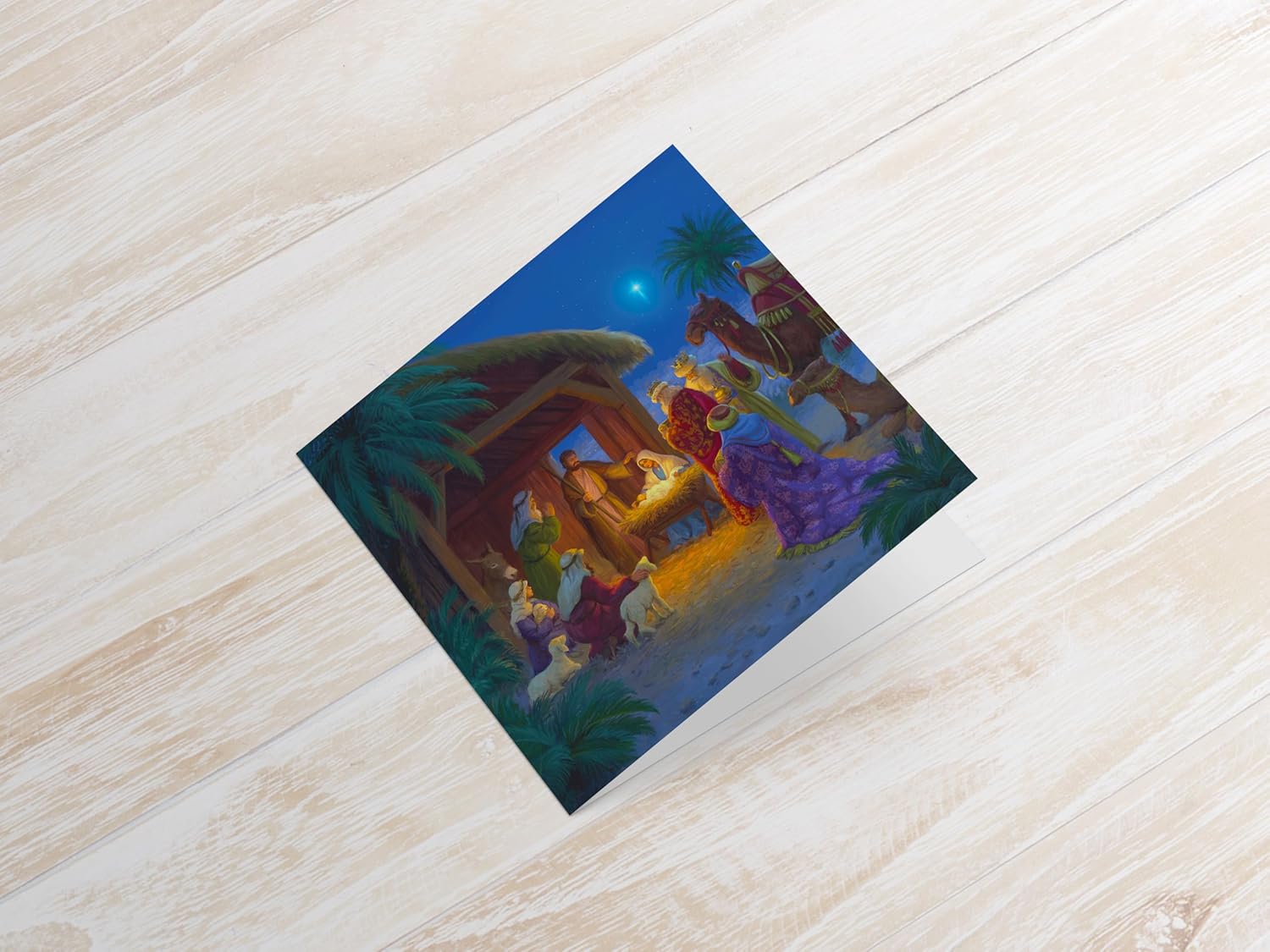 Compassion Charity Religious Christmas Cards with Traditional Nativity Scene, 150 x 150 mm, Pack of 10