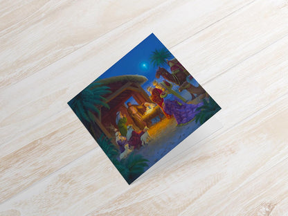 Compassion Charity Religious Christmas Cards with Traditional Nativity Scene, 150 x 150 mm, Pack of 10