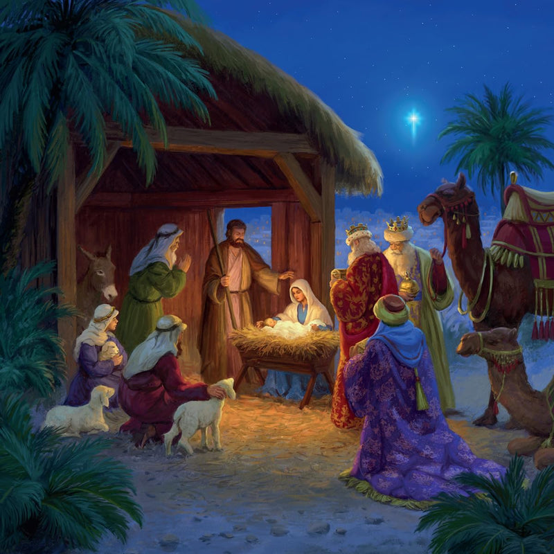 Compassion Charity Religious Christmas Cards with Traditional Nativity Scene, 150 x 150 mm, Pack of 10