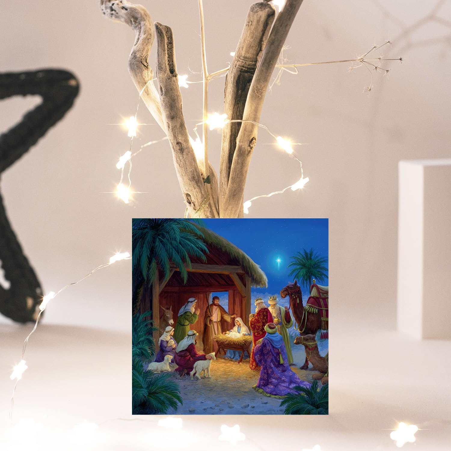 Compassion Charity Religious Christmas Cards with Traditional Nativity Scene, 150 x 150 mm, Pack of 10