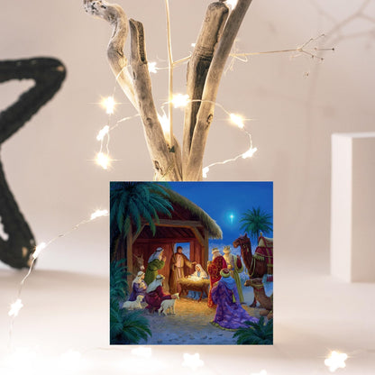 Compassion Charity Religious Christmas Cards with Traditional Nativity Scene, 150 x 150 mm, Pack of 10