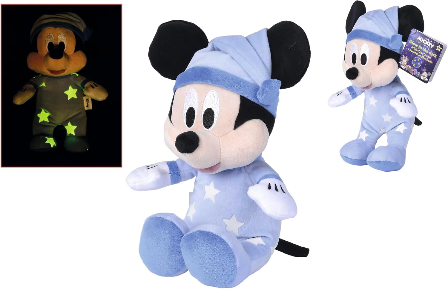 Simba Disney Topolino Sleep Well, 6315870349, +0 mesi, la tutina si illumina al buio, 25 cm,Azzurro