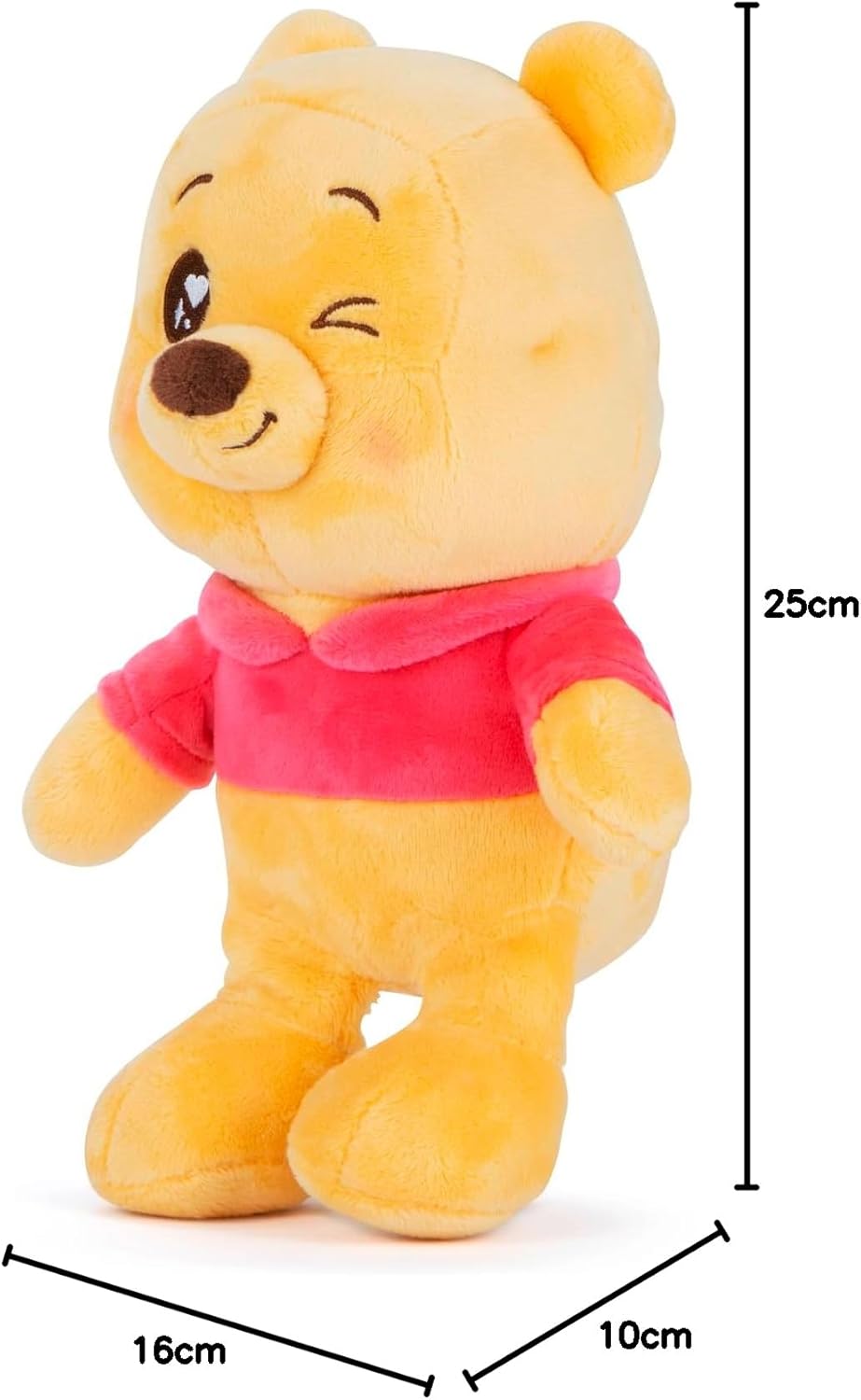 Disney Winnie The Pooh 25cm Plush with Twinkle Eyes, cuddly soft toy for kids and adults for birthday and gift, from 0 years