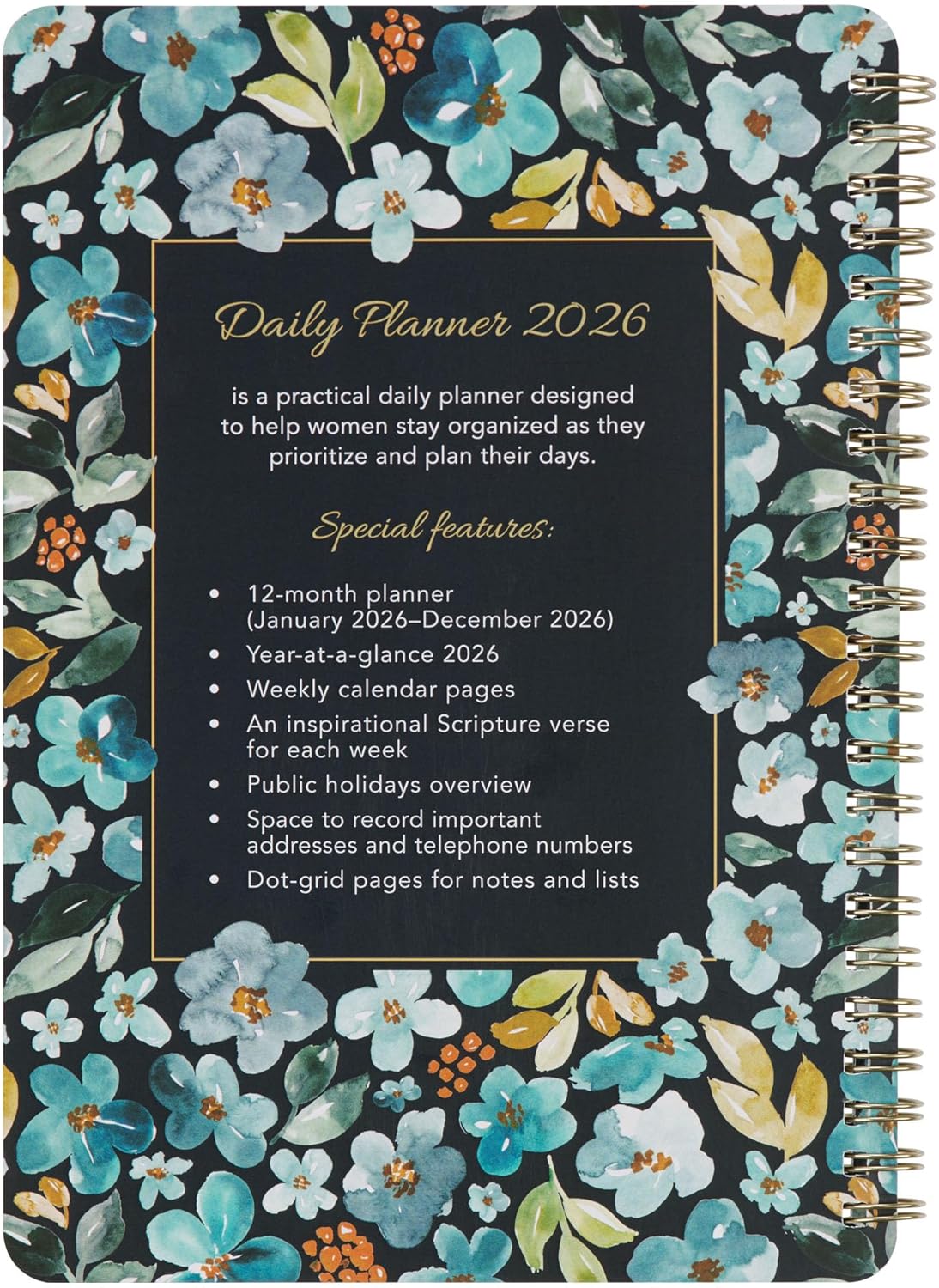Christian Art Gifts Agenda 2026 compatta a spirale, 12 mesi, da donna: Be Still & Know, incoraggiare le scritture, pianificazione quotidiana, organizzazione, promemoria, appuntamenti, grazioso