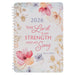 Christian Art Gifts Agenda 2026 da donna compatta a spirale, 12 mesi: Lord is My Strength Incoraggia la Scrittura, pianificazione quotidiana, organizzazione, appunti, appunti, attività, bianco e rosa