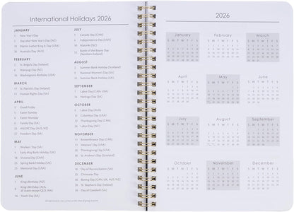 Christian Art Gifts Agenda 2026 compatta a spirale, 12 mesi, da donna: I Know the Plans Incouraging Scripture, pianificazione quotidiana, appuntamenti, vacanze, promemoria, verde scuro e rosa