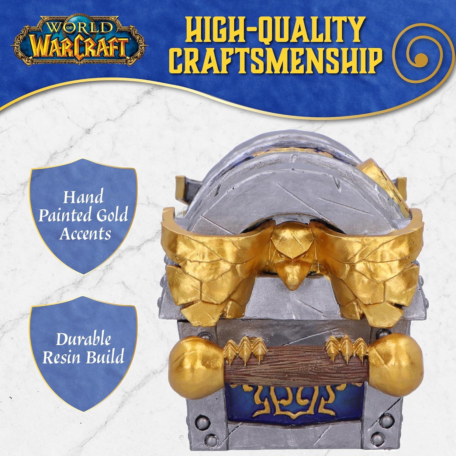 Nemesis Now World of Warcraft Alliance War Chest Box – Officially Licensed Collectible Treasure Chest for Gamers, Fantasy Decor & Storage for Jewelry, Dice & Collectibles