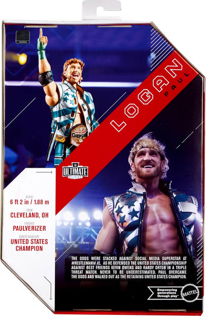 Mattel WWE Ultimate Edition Action Figure & Accessories Set, Logan Paul 6-inch Collectible with Swappable Heads & Hands, 30 Articulation Points