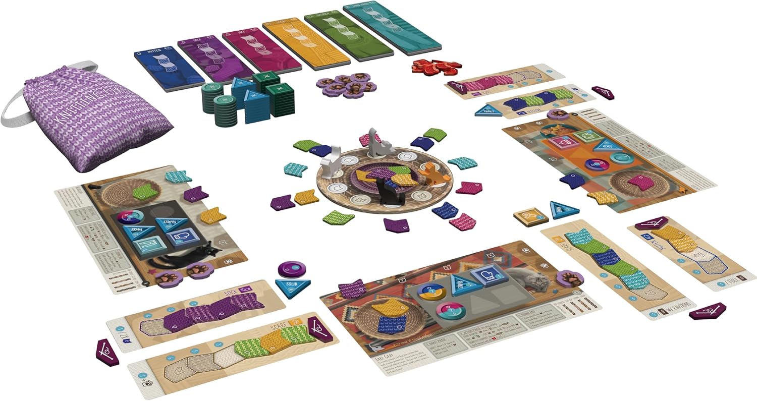 AEG & FlatOut Games | Knitting Circle - Track the Award Winning Calico Puzzle Game | Knitwear, Collector Buttons | Ages 10+ | 1-4 Players