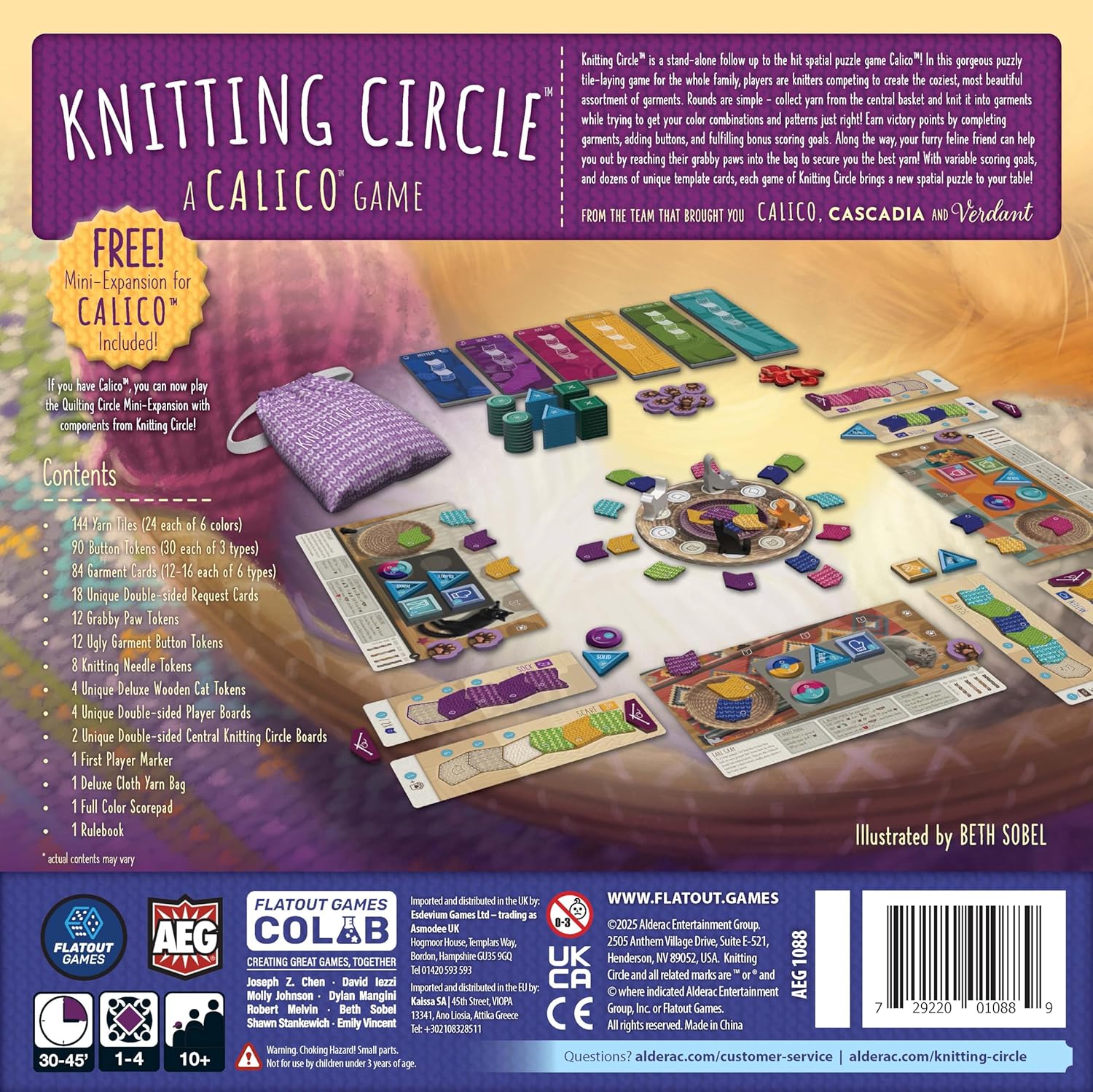 AEG & FlatOut Games | Knitting Circle - Track the Award Winning Calico Puzzle Game | Knitwear, Collector Buttons | Ages 10+ | 1-4 Players