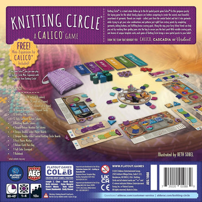 AEG & FlatOut Games | Knitting Circle - Track the Award Winning Calico Puzzle Game | Knitwear, Collector Buttons | Ages 10+ | 1-4 Players
