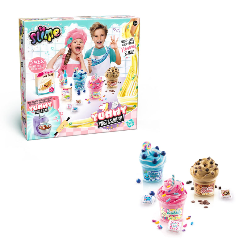 So Slime Yummy Twist & Slime 3 Pack. 3 Scrumptious Recipes to Create. Mix and swirl the yummy slime in three sweet themes: Birthday Cupcake, Strawberry Cake, and Blueberry Muffin!